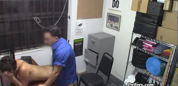  Security guard fucks short haired teen suspect